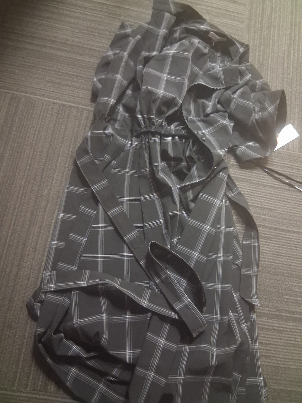 Calvin Klein Black Plaid Midi Dress